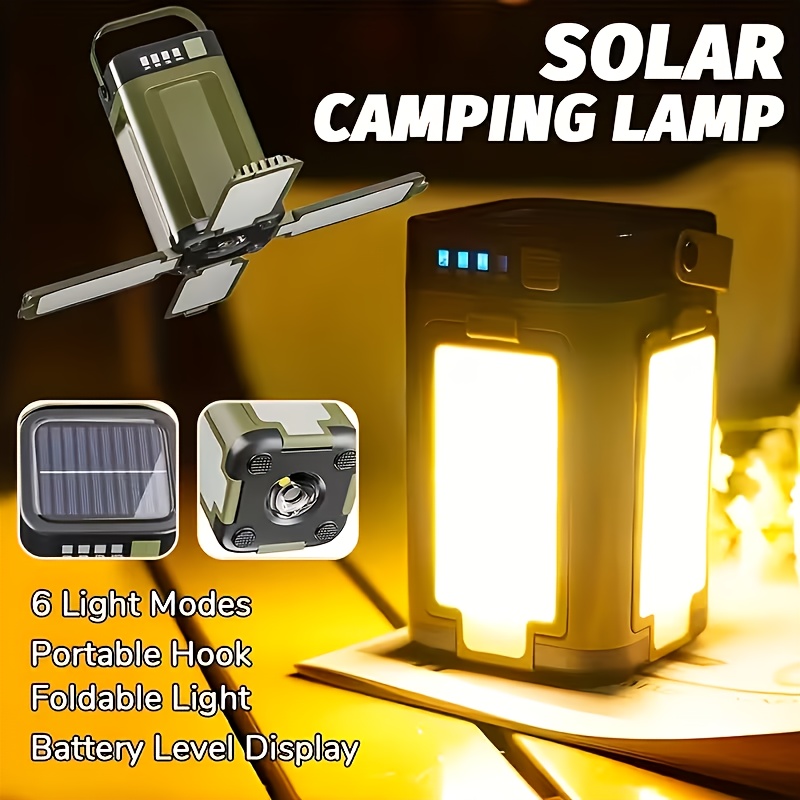Power Outdoor - Solarbetriebene Tragbare Campinglampe mit Solarladung, Faltbar,