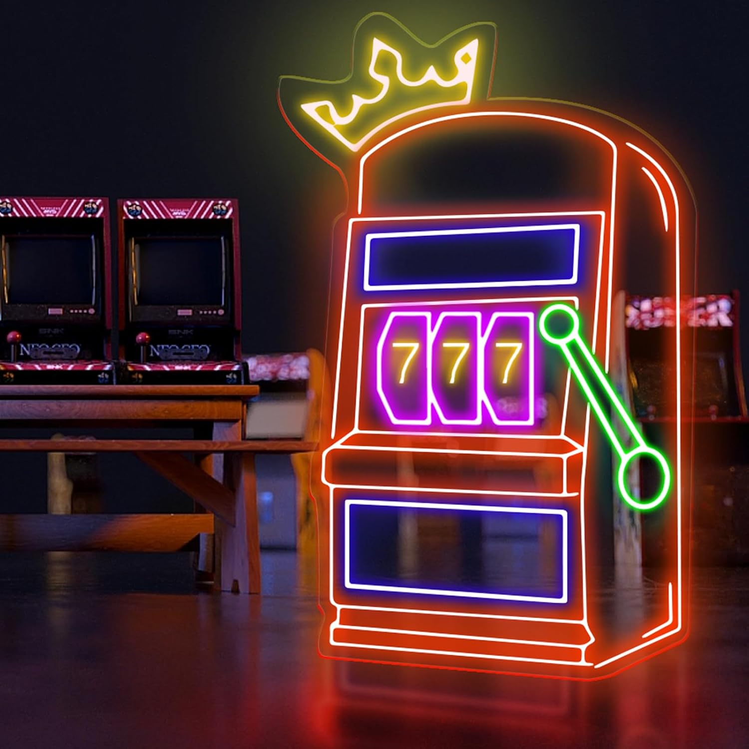 Outdoor Power For Wedding - Spielautomaten-Neon-Schild mit Spielzeichen für Casinos, USB-betriebenes