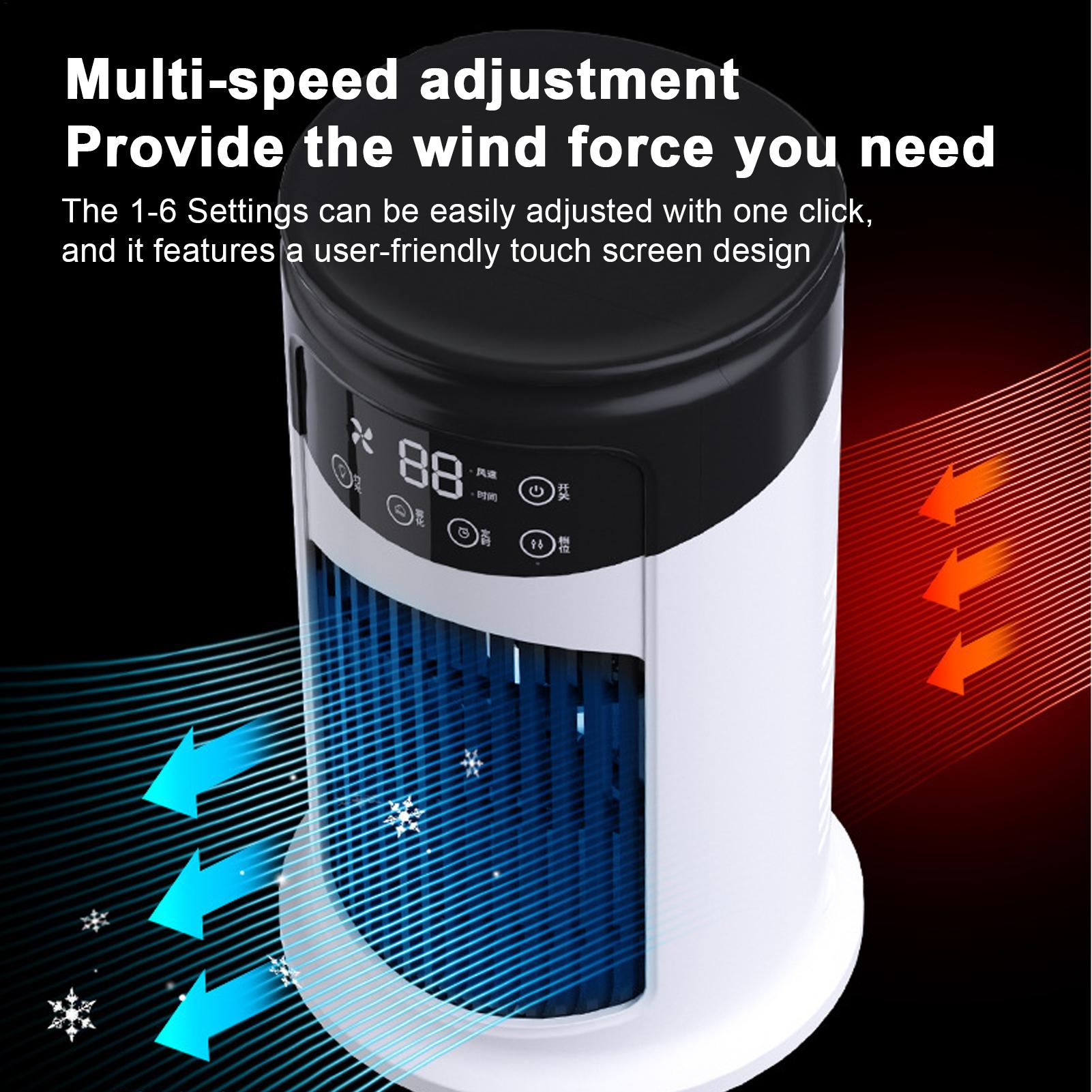 Outdoor Usb Power Bank - Tragbarer Klimaanlagen-Ventilator, 6 Geschwindigkeiten, Nebelbefeuchter, USB-Tischkühler,