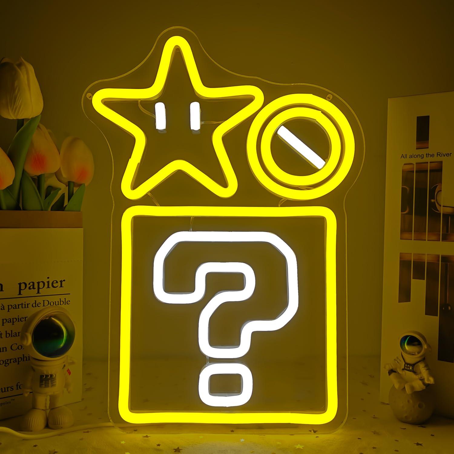 Outdoor Power Block - Fragezeichen-Stern Neonschild USB-Betrieben LED Dimmbare Neonlichter