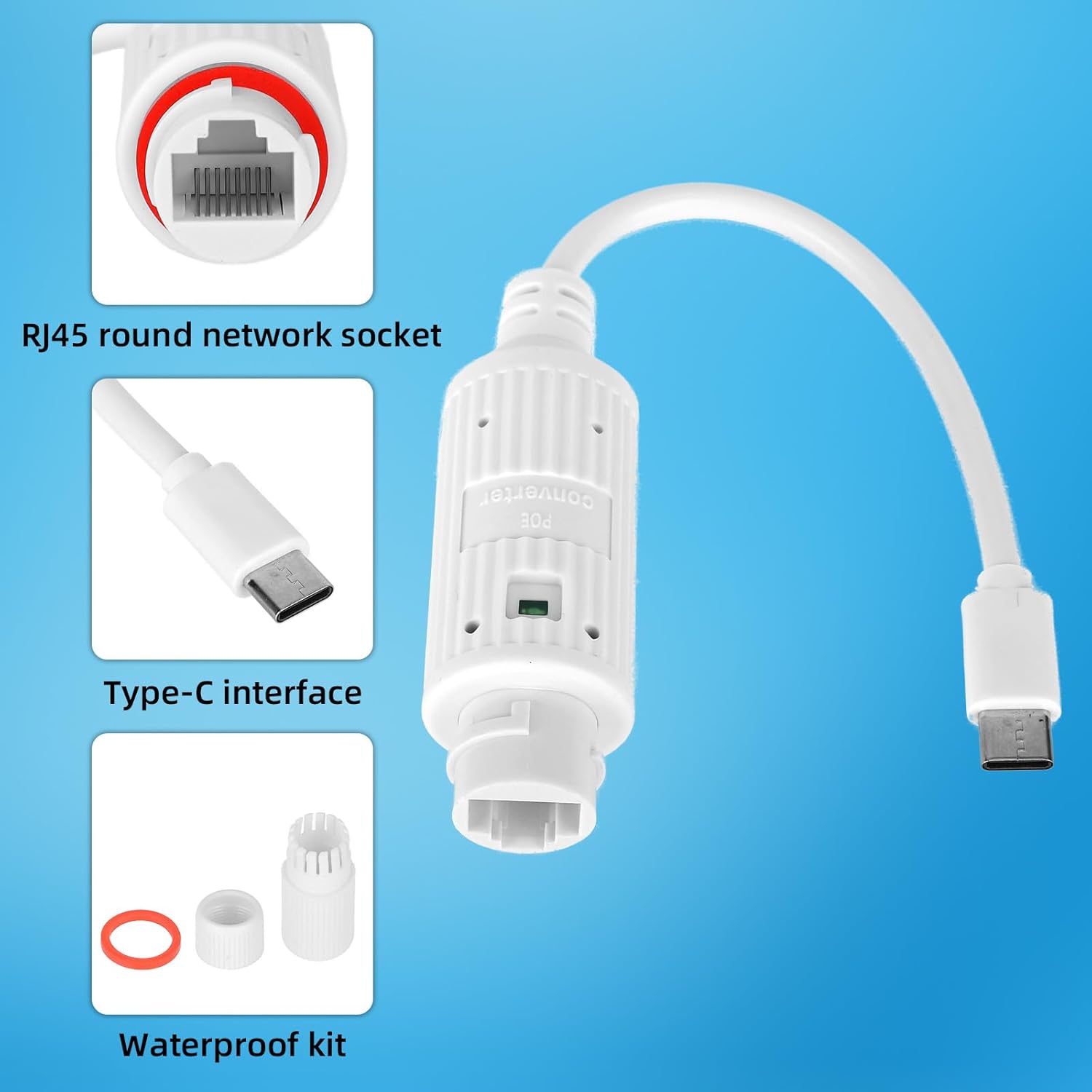 Outdoor Power Adapter Usb - POE zu USB-C Stromwandler Outdoor Wasserdichter