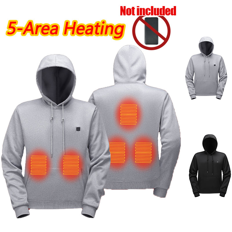 Outdoor Usb Power Bank - 5-Zonen-Heiz-Hoodie, Heizkleidung, Herren- und Damen-Hoodie, USB-Heizung,
