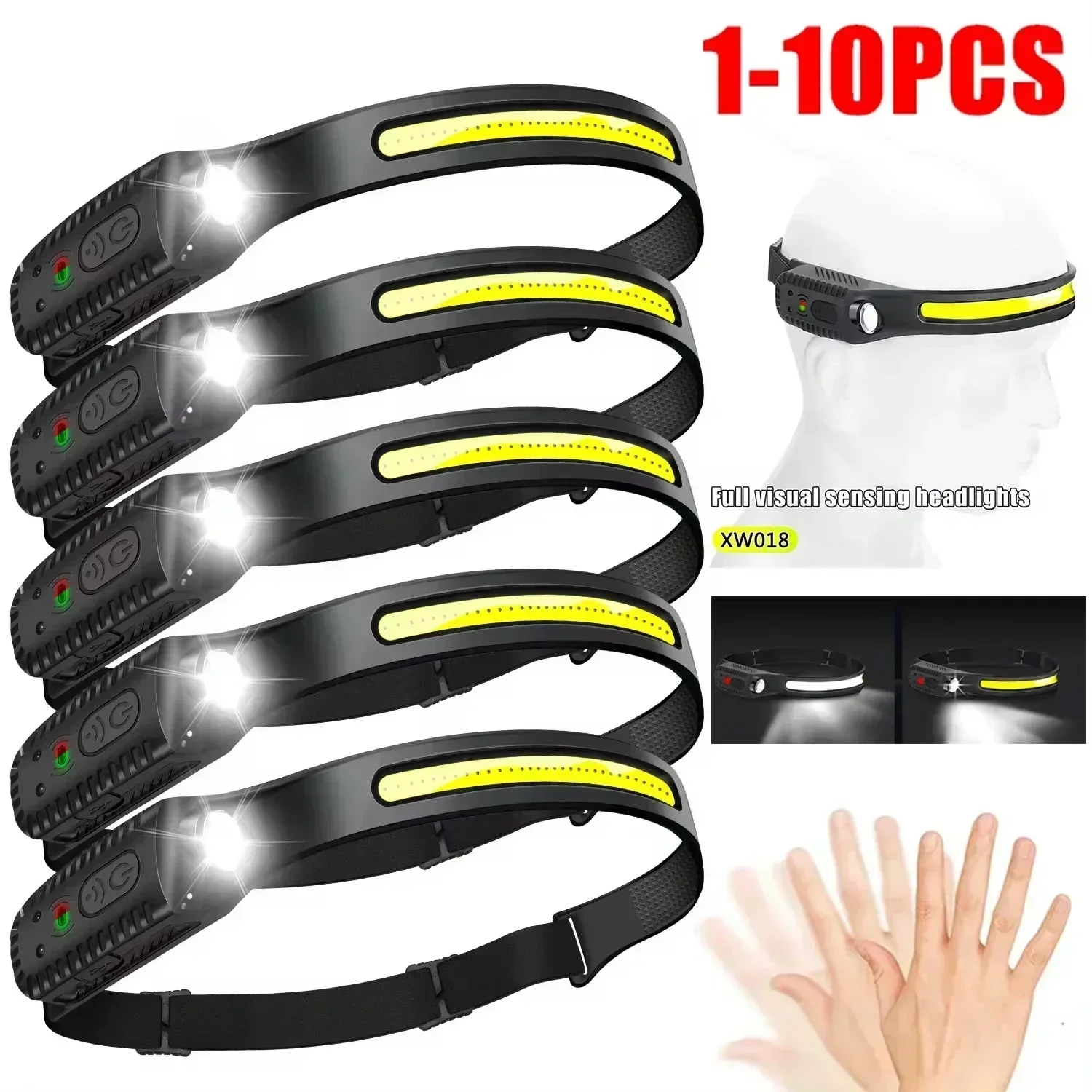 Outdoor Usb Power Bank - USB wiederaufladbare Induktions-LED-Stirnlampe, eingebauter Akku, 5