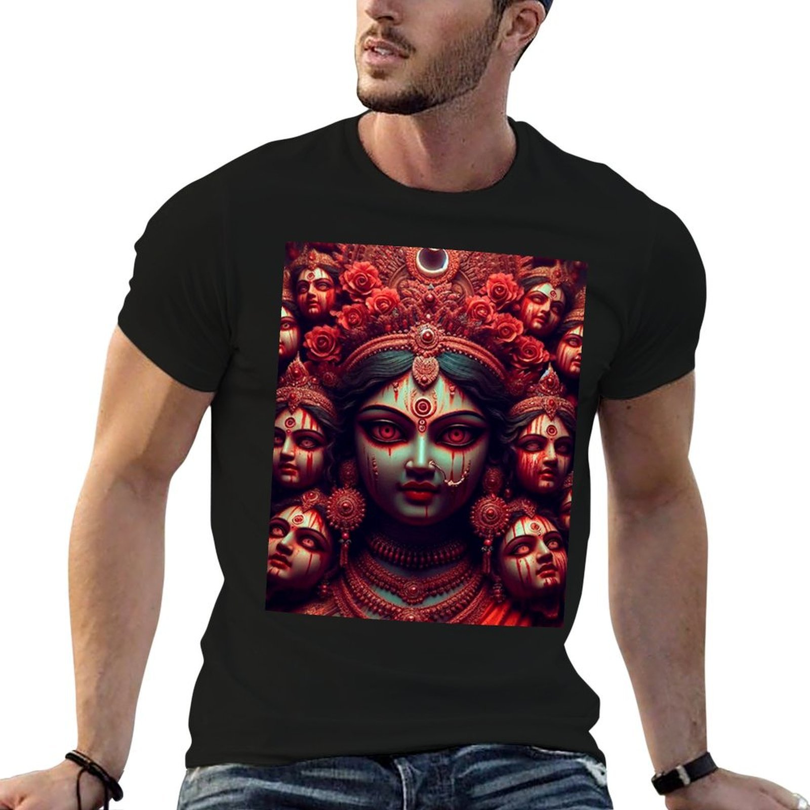 Outdoor Power Block - Bhairavi: Rotes T-Shirt mit der Göttin