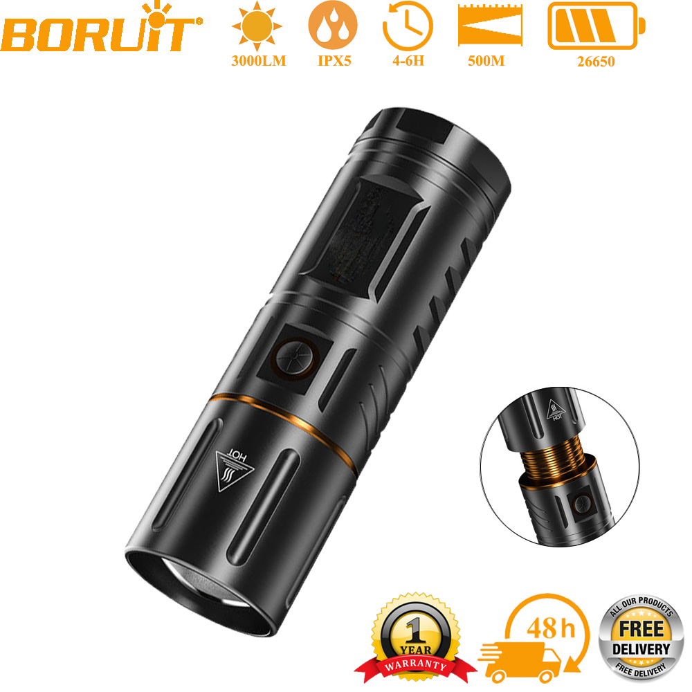 Outdoor Usb Power Bank - BORUiT Ultrahelle 3000LM LED-Taschenlampe 26650 Zoom-Taschenlampe