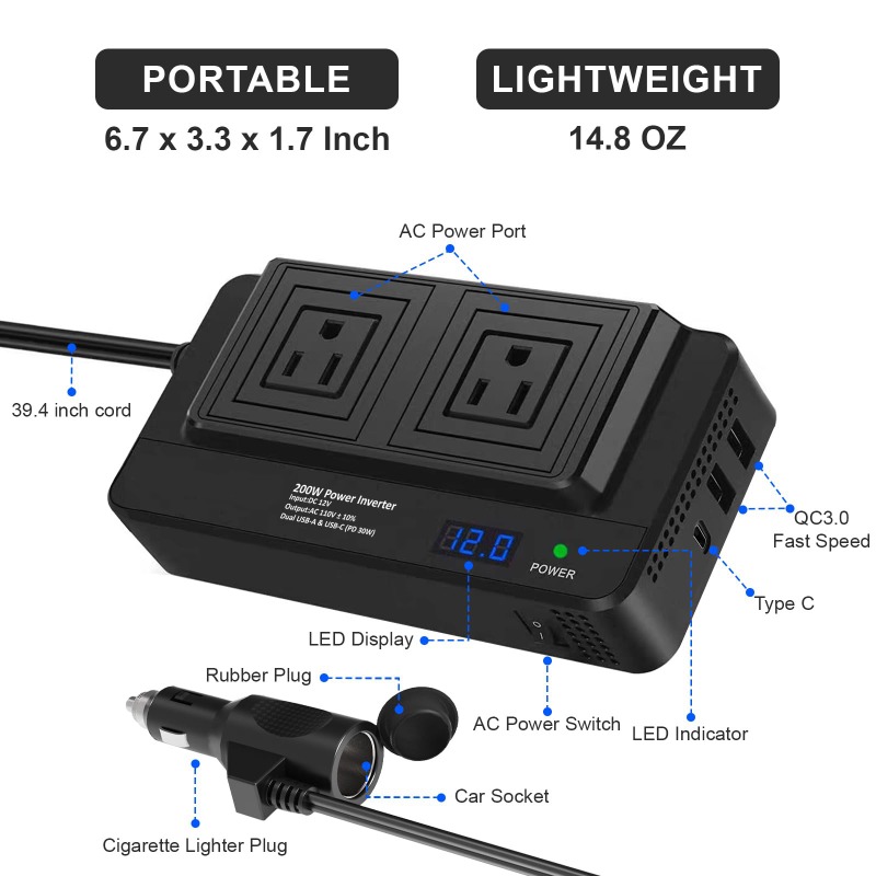 200W Auto-Wechselrichter, Auto – Outdoor Power Adapter Usb Bewertung und Preis